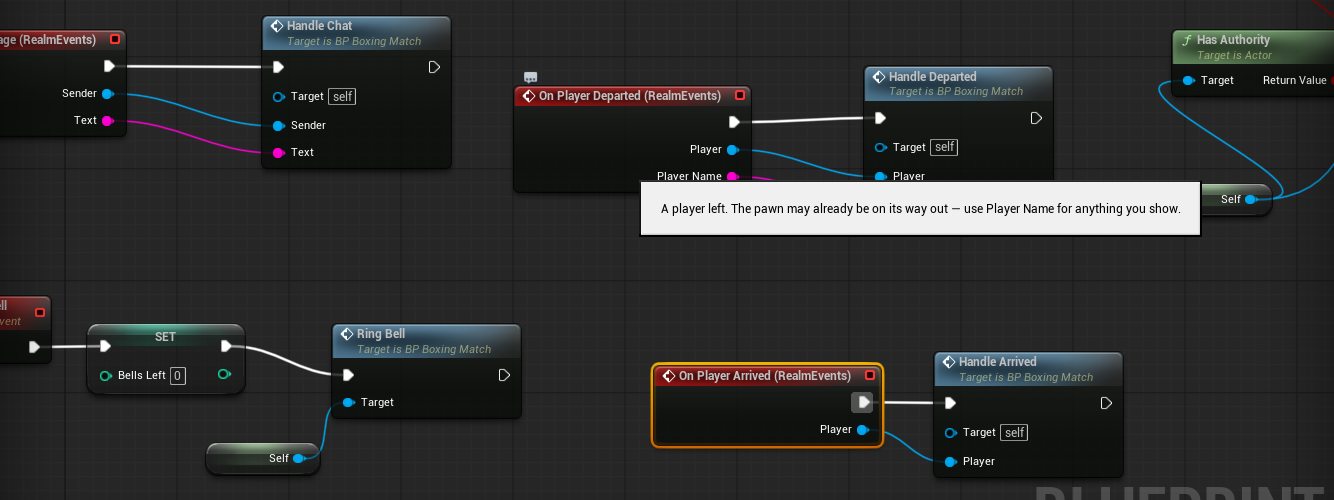 On Player Departed wired to Handle Departed, with the tooltip open