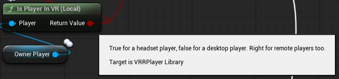 Is Player In VR (Local) with its tooltip