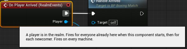 The On Player Arrived event with its tooltip