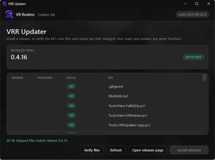 VRR Updater after Verify files with every shipped file marked OK