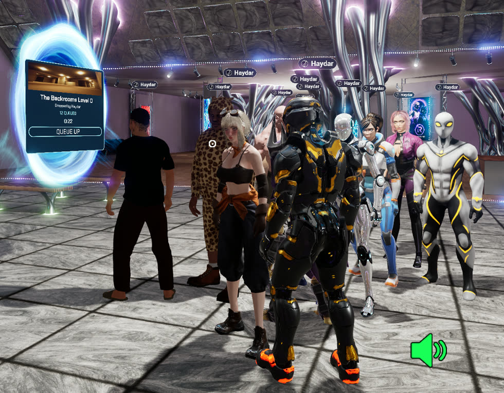 Playtest night, players queued for a community world